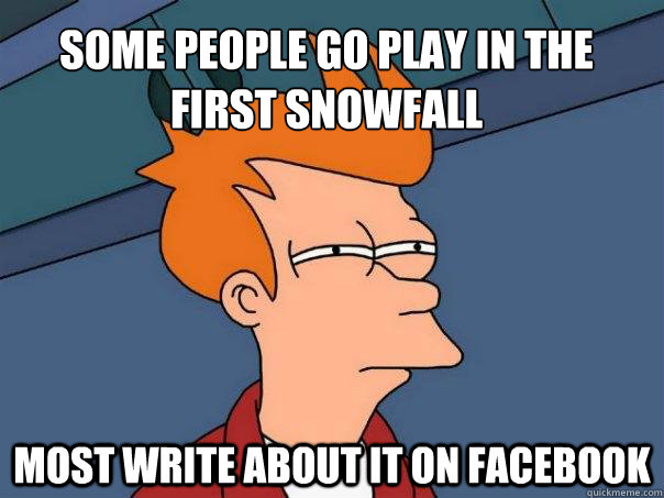 Some people go play in the first snowfall most write about it on facebook  Futurama Fry