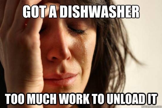 Got a dishwasher Too much work to unload it  First World Problems