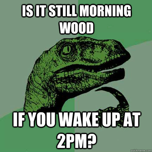 Is it still morning wood If you wake up at 2pm?  Philosoraptor