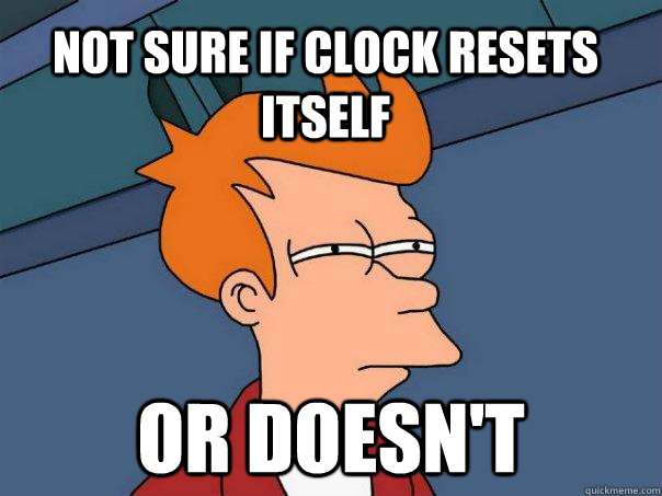 Not sure if clock resets itself or doesn't  Futurama Fry