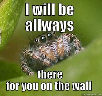 I WILL BE ALLWAYS THERE FOR YOU ON THE WALL  Misunderstood Spider