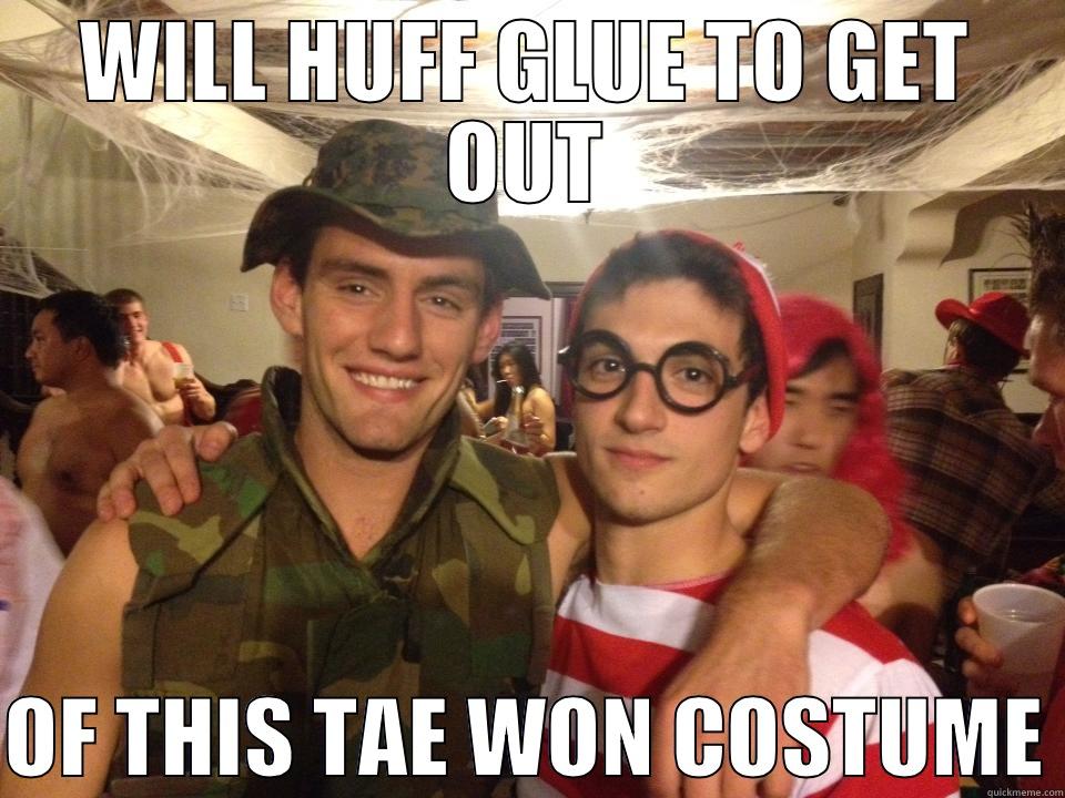 Where's Waldo?  - WILL HUFF GLUE TO GET OUT  OF THIS TAE WON COSTUME Misc