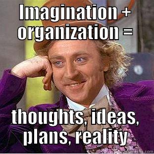 IMAGINATION + ORGANIZATION = THOUGHTS, IDEAS, PLANS, REALITY Creepy Wonka