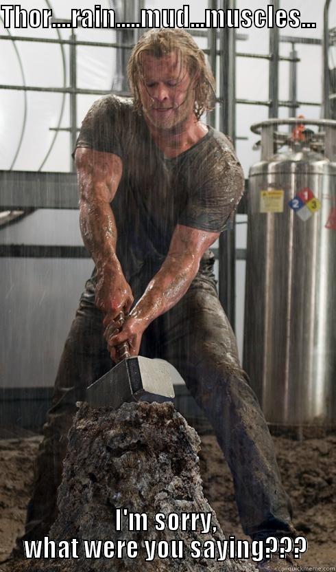 THOR....RAIN.....MUD...MUSCLES...        I'M SORRY, WHAT WERE YOU SAYING??? Misc