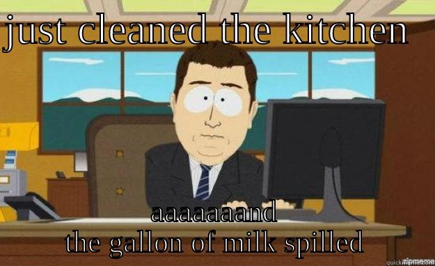 JUST CLEANED THE KITCHEN   AAAAAAAND THE GALLON OF MILK SPILLED aaaand its gone