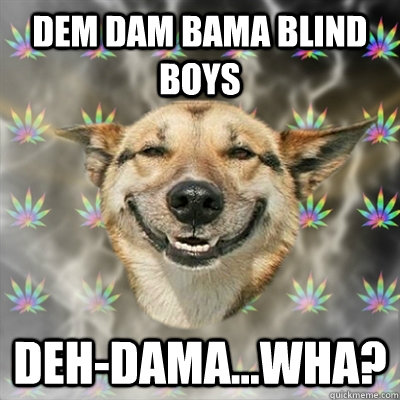 Dem dam bama blind boys  deh-dama...wha?  Stoner Dog