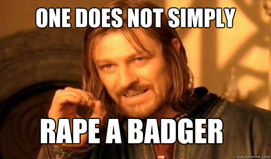 One Does Not Simply rape a badger
  Boromir