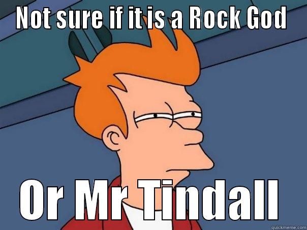 NOT SURE IF IT IS A ROCK GOD OR MR TINDALL Futurama Fry