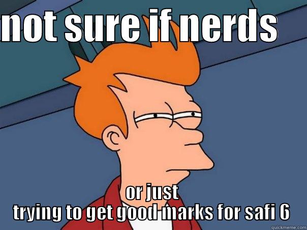 safi 6 - NOT SURE IF NERDS     OR JUST TRYING TO GET GOOD MARKS FOR SAFI 6 Futurama Fry