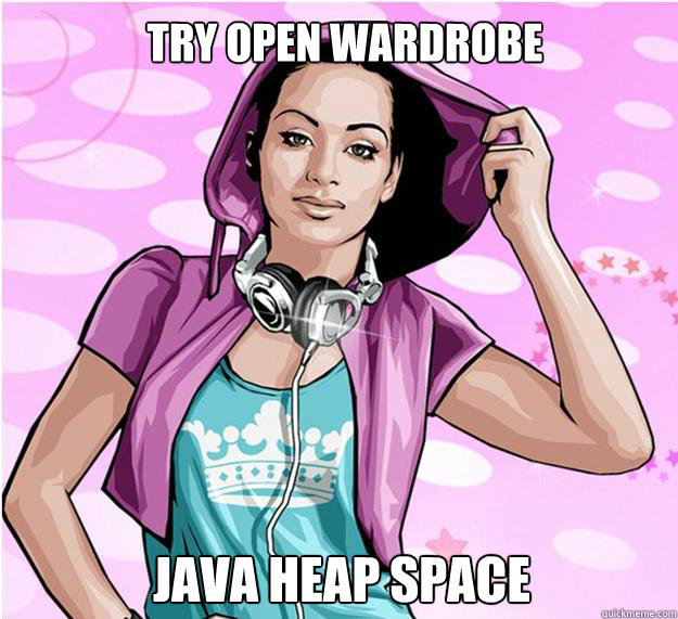 try Open Wardrobe  Java Heap space   