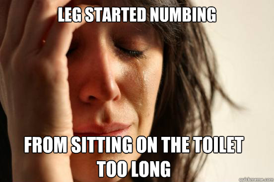 Leg started numbing from sitting on the toilet too long   First World Problems