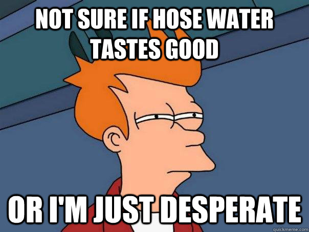 Not sure if hose water tastes good Or I'm just desperate - Not sure if hose water tastes good Or I'm just desperate  Futurama Fry