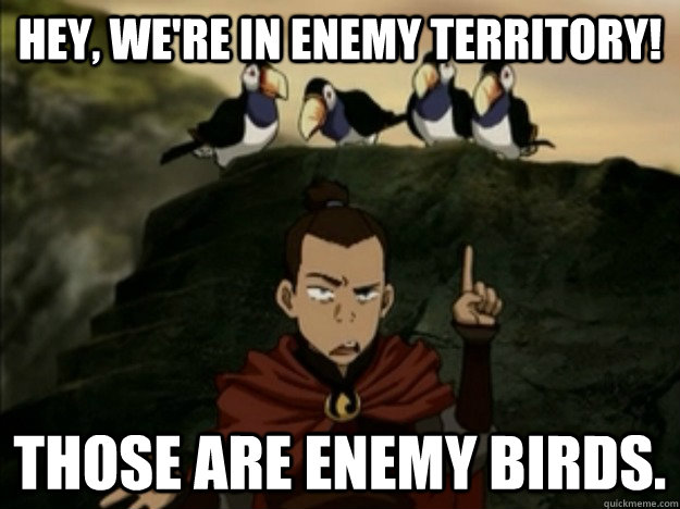 Hey, we're in enemy territory! Those are enemy birds. - Hey, we're in enemy territory! Those are enemy birds.  Enemy Birds