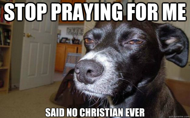 Stop Praying for me said no Christian ever  Skeptical Mutt