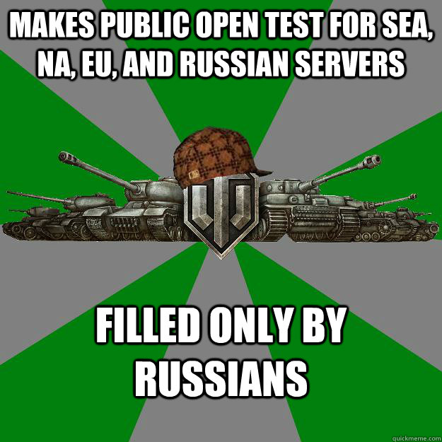 makes public open test for SEA, NA, EU, and russian servers filled only by russians  