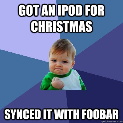 got an ipod for christmas synced it with foobar  Success Kid