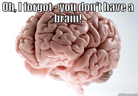 OH, I FORGOT - YOU DON'T HAVE A BRAIN!  Scumbag Brain