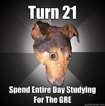 Turn 21 Spend Entire Day Studying For The GRE  Depression Dog