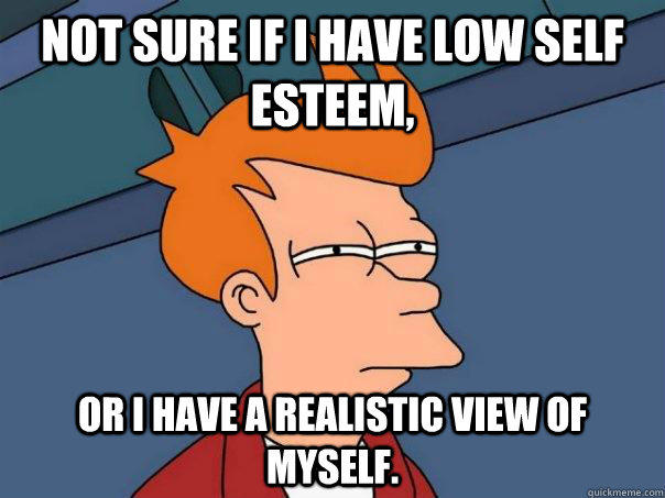 Not Sure If I Have Low Self Esteem Or I Have A Realistic View Of Myself Futurama Fry Quickmeme