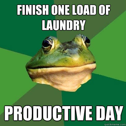 finish one load of laundry productive day - finish one load of laundry productive day  Foul Bachelor Frog