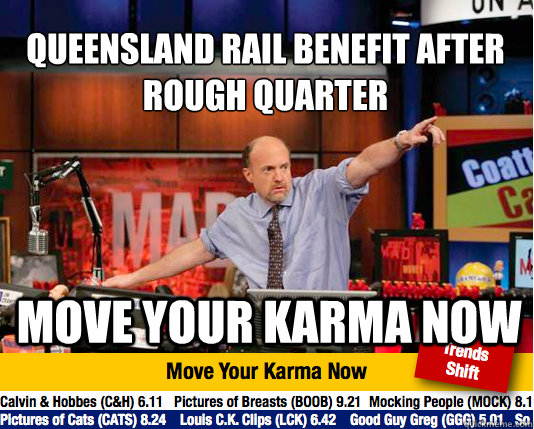 queensland rail benefit after rough quarter
 move your karma now  Mad Karma with Jim Cramer