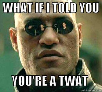 Morpheus Twat -  WHAT IF I TOLD YOU        YOU'RE A TWAT      Matrix Morpheus