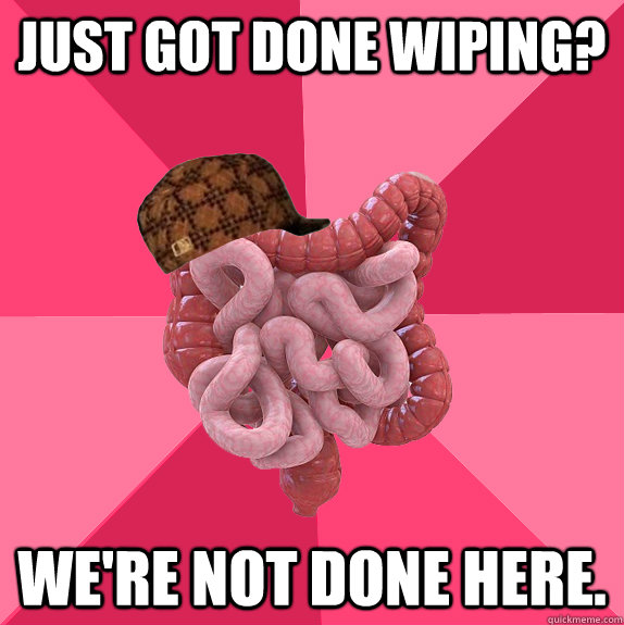 Just got done wiping? We're not done here.  Scumbag Intestines