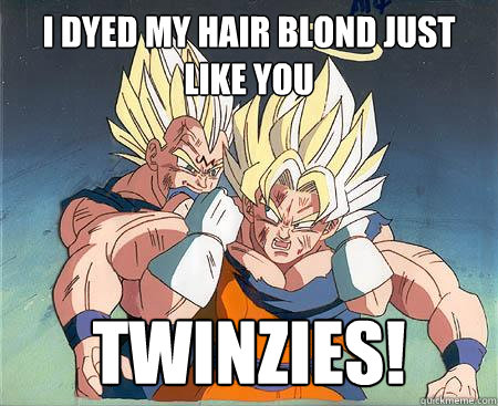 I dyed my hair blond just like you twinzies!  Gay Vegeta