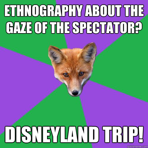 Ethnography about the gaze of the spectator? Disneyland trip!  Anthropology Major Fox