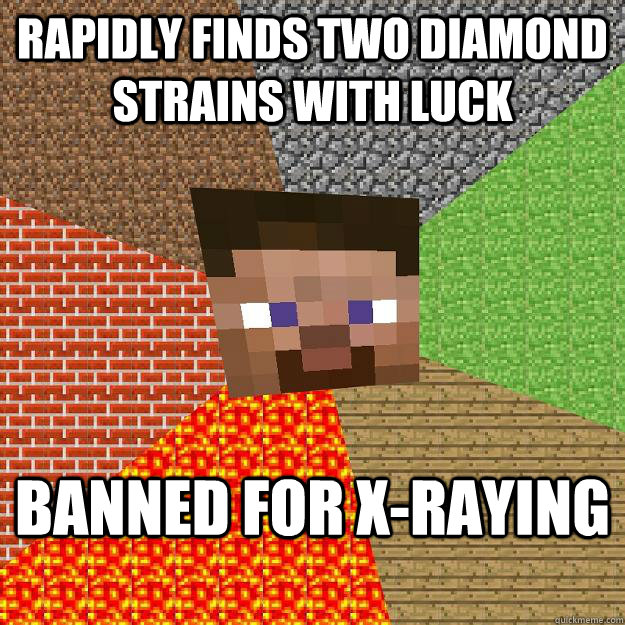 rapidly finds two diamond strains with luck banned for x-raying  Minecraft