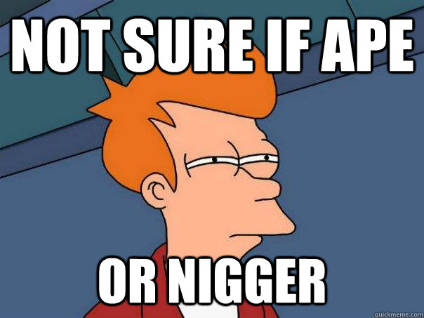 not sure if ape or nigger  Futurama Fry