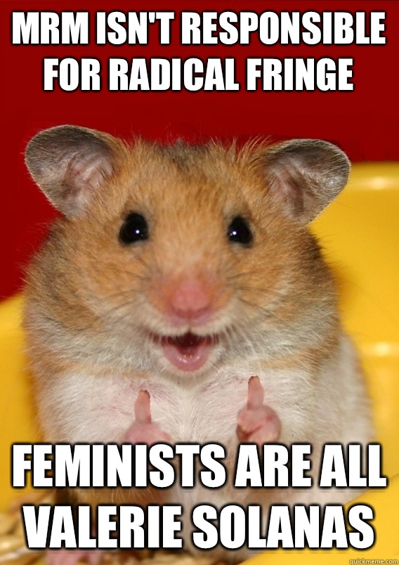 Mrm isn't responsible for radical fringe Feminists are all Valerie solanas  - Mrm isn't responsible for radical fringe Feminists are all Valerie solanas   Rationalization Hamster