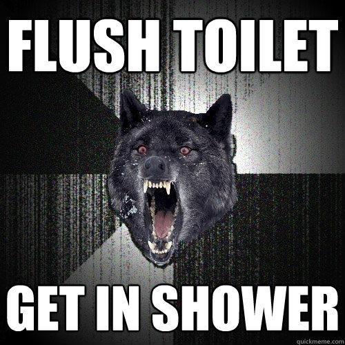 flush toilet get in shower - flush toilet get in shower  Insanity Wolf