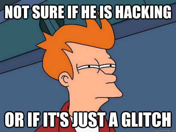 Not sure if he is hacking or if it's just a glitch - Not sure if he is hacking or if it's just a glitch  Futurama Fry