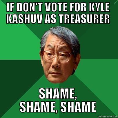 KYLE KASHUV SGA - IF DON'T VOTE FOR KYLE KASHUV AS TREASURER SHAME, SHAME, SHAME High Expectations Asian Father