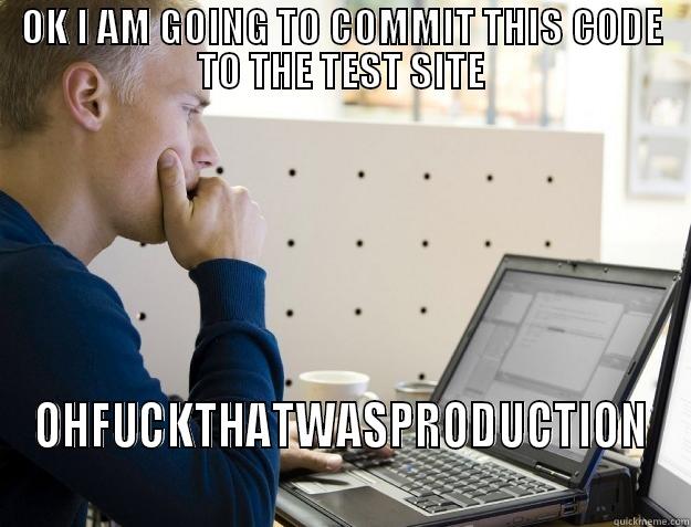 OK I AM GOING TO COMMIT THIS CODE TO THE TEST SITE OHFUCKTHATWASPRODUCTION Programmer