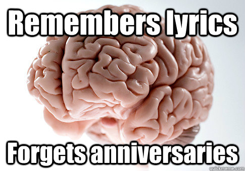 Remembers lyrics Forgets anniversaries  Scumbag Brain