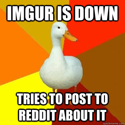 Imgur is down tries to post to reddit about it  Tech Impaired Duck