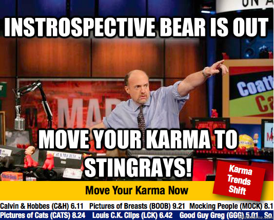 instrospective bear is out move your karma to stingrays!  Mad Karma with Jim Cramer