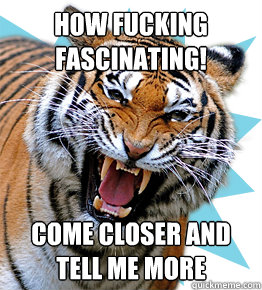 How Fucking Fascinating!  Come closer and tell me more - How Fucking Fascinating!  Come closer and tell me more  Unimpressed Tiger