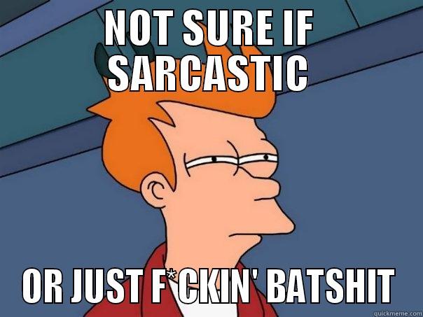 NOT SURE IF SARCASTIC OR JUST F*CKIN' BATSHIT Futurama Fry