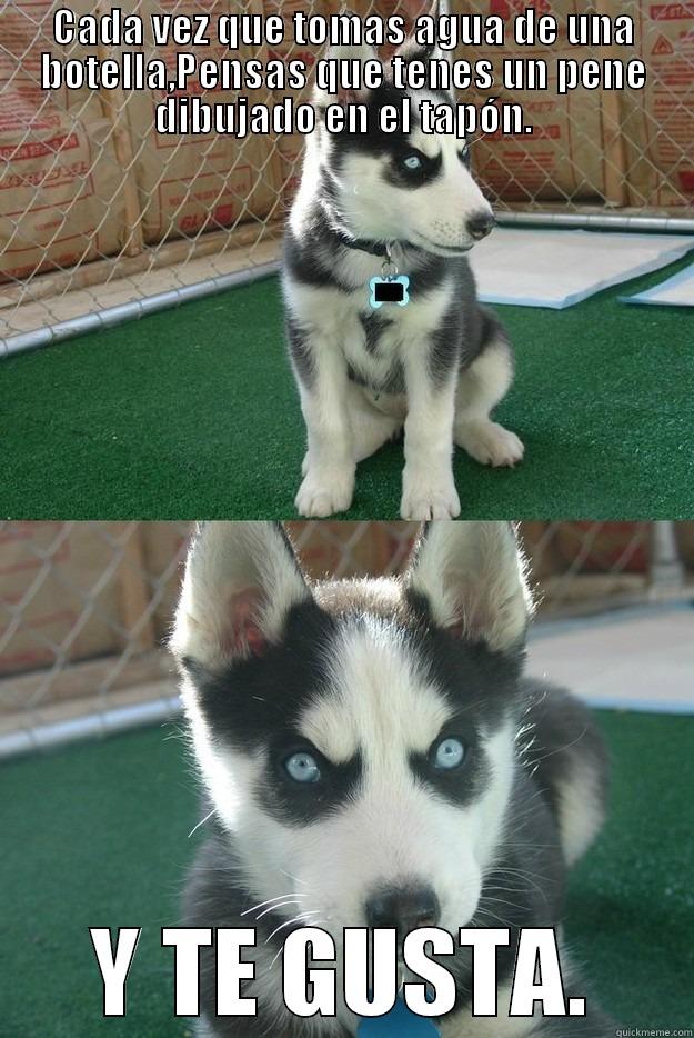 CADA VEZ QUE TOMAS AGUA DE UNA BOTELLA,PENSAS QUE TENES UN PENE DIBUJADO EN EL TAPÓN. Y TE GUSTA. Insanity puppy