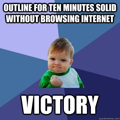 Outline for ten minutes solid without browsing internet Victory  Success Kid