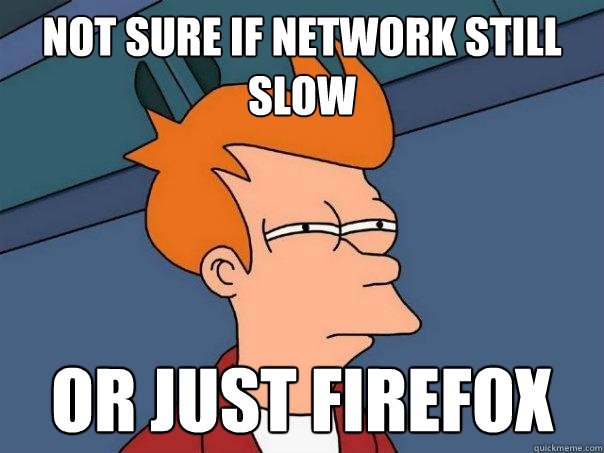 Not sure if network still slow Or just Firefox  Futurama Fry