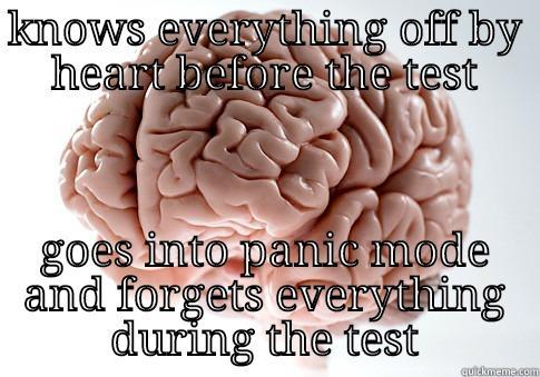 KNOWS EVERYTHING OFF BY HEART BEFORE THE TEST GOES INTO PANIC MODE AND FORGETS EVERYTHING DURING THE TEST Scumbag Brain