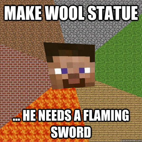 MAKE WOOL STATUE ... He needs a flaming sword  Minecraft