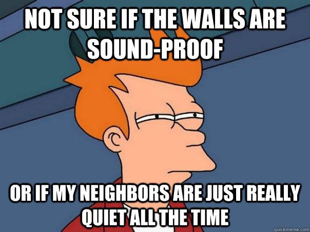 not sure if the walls are sound-proof or if my neighbors are just really quiet all the time  Futurama Fry