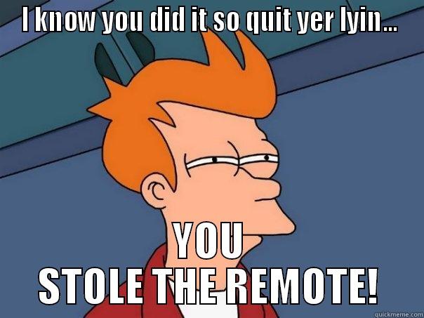 Angry Remote Eyes - I KNOW YOU DID IT SO QUIT YER LYIN... YOU STOLE THE REMOTE! Futurama Fry