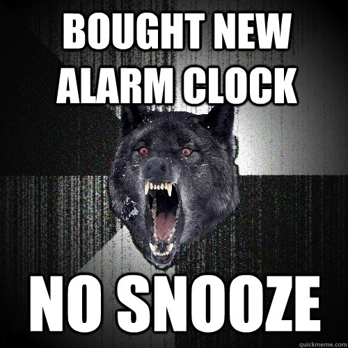 BOUGHT NEW ALARM CLOCK NO SNOOZE - BOUGHT NEW ALARM CLOCK NO SNOOZE  Insanity Wolf