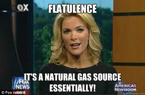 Flatulence It's a natural gas source
Essentially!  Megyn Kelly